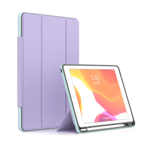 Mutural ZHIYA Series PC + TPU Horizontal Flip Leather Case with Holder & Pen Slot & Sleep / Wake-up Function For iPad 10.2 2021 / 2020 / 2019(Purple)