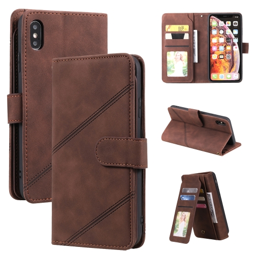 

Skin Feel Business Horizontal Flip PU Leather Case with Holder & Multi-Card Slots & Wallet & Lanyard & Photo Frame For iPhone XS Max(Brown)