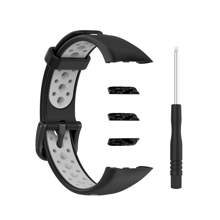 

For Huawei Band 6 / Honor Band 6 Universal Two-color Breathable Silicone Watch Band(Black Grey)