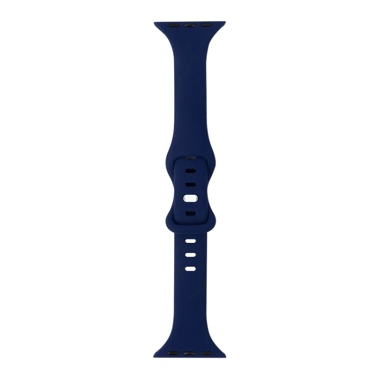 

Slimming 8-buckle Silicone Watch Band For Apple Watch Ultra 49mm / Series 8&7 45mm / SE 2&6&SE&5&4 44mm / 3&2&1 42mm(Blue)