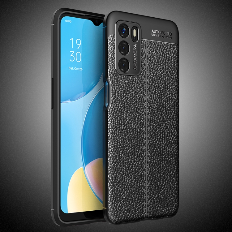 

For OPPO A16 Litchi Texture TPU Shockproof Case(Black)