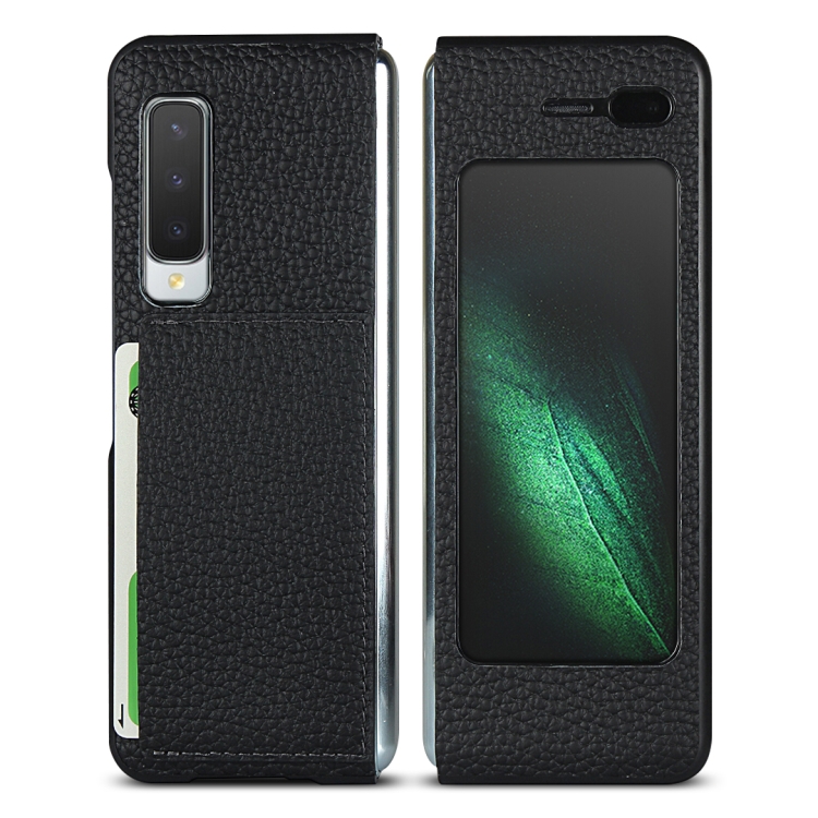 

For Samsung Galaxy Fold Lychee Texture Leather Folding Protective Case with Card Slot(Black)