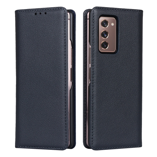 

For Samsung Galaxy Z Fold2 5G Small Lychee Texture Horizontal Flip Leather Case with Holder & Card Slot(Dark Blue)