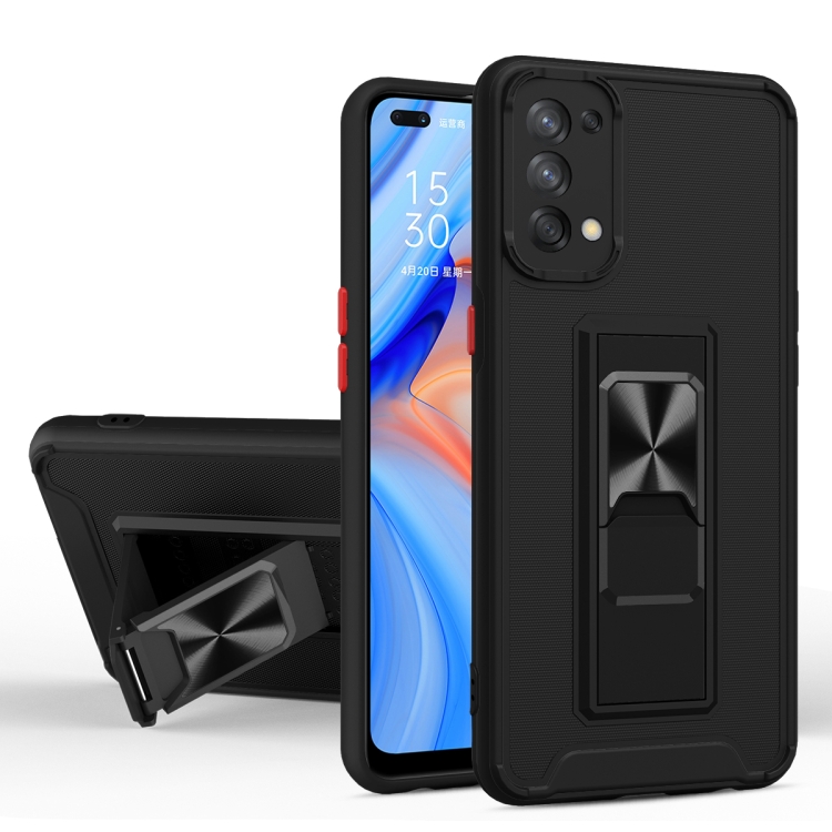 

For OPPO Reno5 5G Dual-color Skin Feel TPU + PC Magnetic Shockproof Case with Invisible Holder(Black)