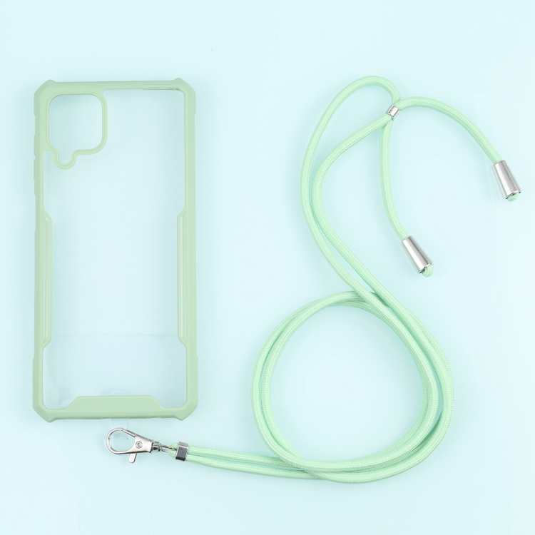 

For Samsung Galaxy A12 5G Acrylic + Color TPU Shockproof Case with Neck Lanyard(Avocado)