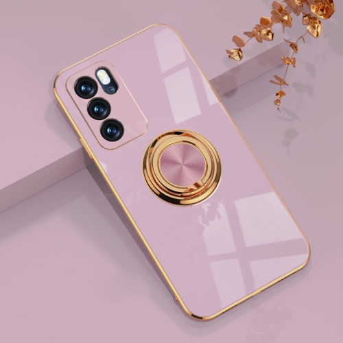 

For OPPO Reno6 6D Electroplating Full Coverage Silicone Protective Case with Magnetic Ring Holder(Light Purple)