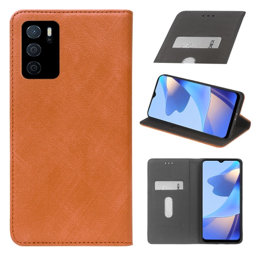 

For OPPO A16 / A16e Cloth Texture Retro Horizontal Flip Leather Phone Case(Brown)