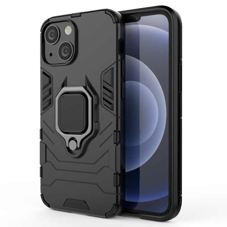 

Shockproof PC + TPU Protective Case with Magnetic Ring Holder For iPhone 13 mini(Black)