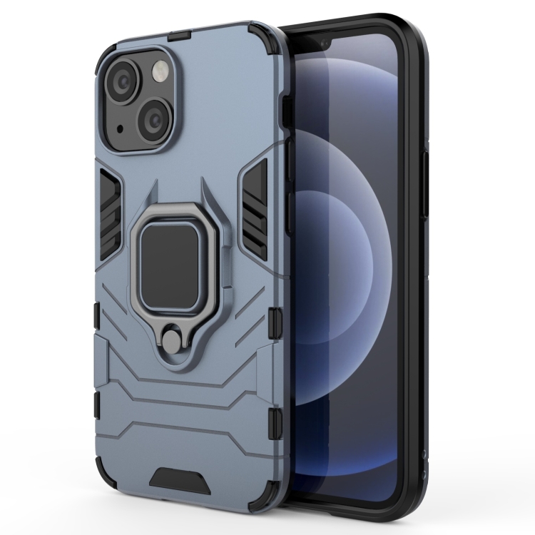 

Shockproof PC + TPU Protective Case with Magnetic Ring Holder For iPhone 13 mini(Navy Blue)