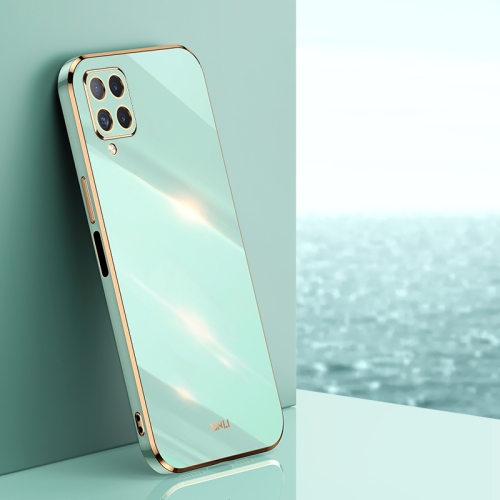 

For Samsung Galaxy A22 4G XINLI Straight 6D Plating Gold Edge TPU Shockproof Case(Mint Green)