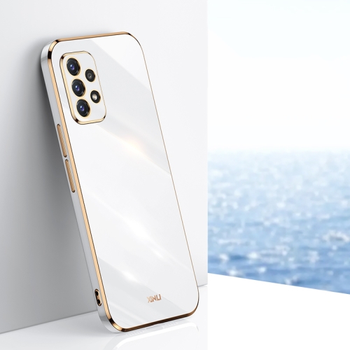 

For Samsung Galaxy A52 5G XINLI Straight 6D Plating Gold Edge TPU Shockproof Case(White)