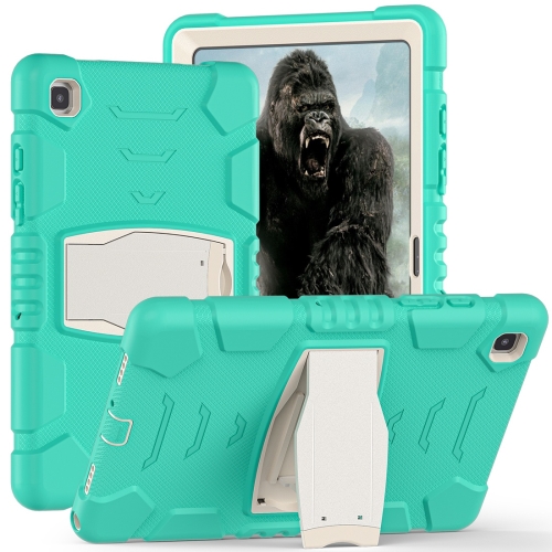 

For Samsung Galaxy Tab A7 T500 3-Layer Protection Screen Frame + PC + Silicone Shockproof Combination Case with Holder(Mint Green)