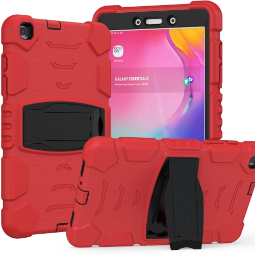 

For Samsung Galaxy Tab A8.0 2019 T290 3-Layer Protection Screen Frame + PC + Silicone Shockproof Combination Case with Holder(Red+Black)