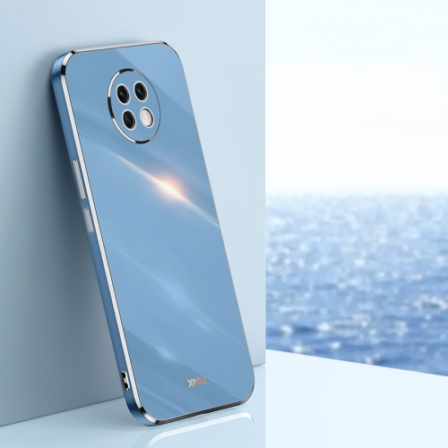 

For Xiaomi Redmi Note 9 5G XINLI Straight 6D Plating Gold Edge TPU Shockproof Case(Celestial Blue)