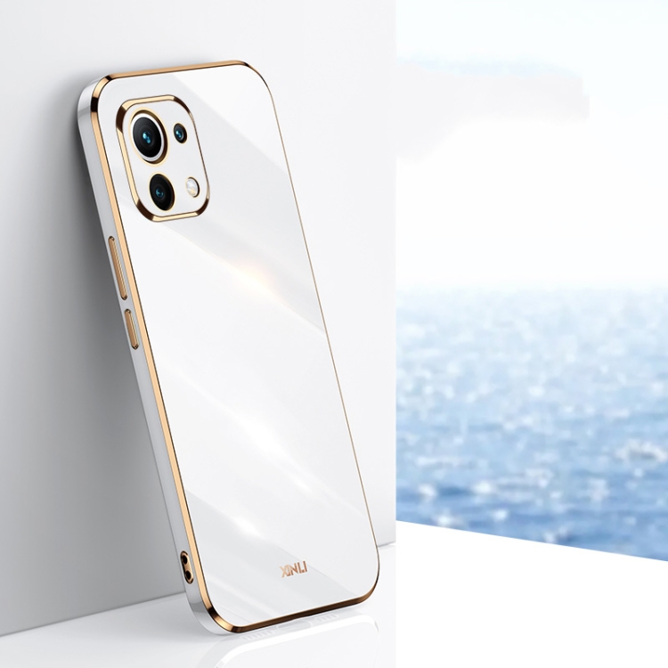 

For Xiaomi Mi 11 Lite XINLI Straight 6D Plating Gold Edge TPU Shockproof Case(White)