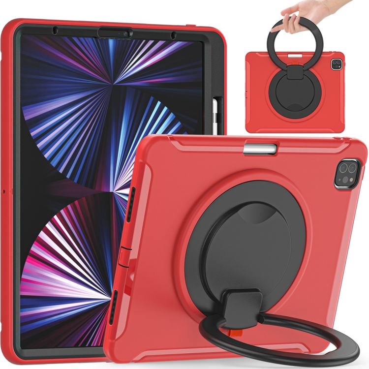 

Shockproof TPU + PC Protective Tablet Case with 360 Degree Rotation Foldable Handle Grip Holder & Pen Slot For iPad Pro 12.9 2021(Red)