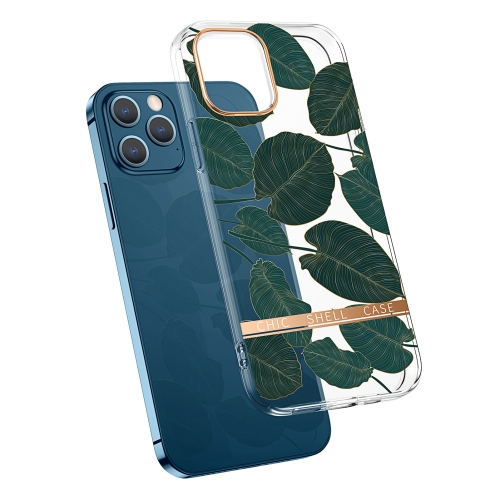 

For iPhone 11 High Translucent Electroplating Flower Pattern TPU + PC Shockproof Case (Banana Leaf)