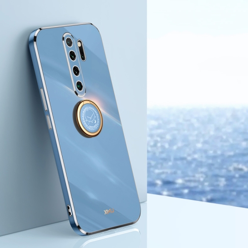 

For Xiaomi Redmi Note 8 Pro XINLI Straight 6D Plating Gold Edge TPU Shockproof Case with Ring Holder(Celestial Blue)