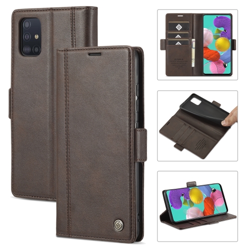 

For Samsung Galaxy A02s LC.IMEEKE Magnetic Buckle PU + TPU Horizontal Flip Leather Case with Holder & Card Slots & Wallet(Coffee)