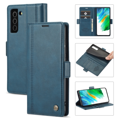 

For Samsung Galaxy S21 FE 5G LC.IMEEKE Magnetic Buckle PU + TPU Horizontal Flip Leather Case with Holder & Card Slots & Wallet(Blue)