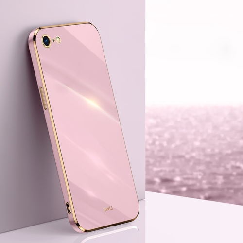 

XINLI Straight 6D Plating Gold Edge TPU Shockproof Case For iPhone 6 / 6s(Cherry Purple)