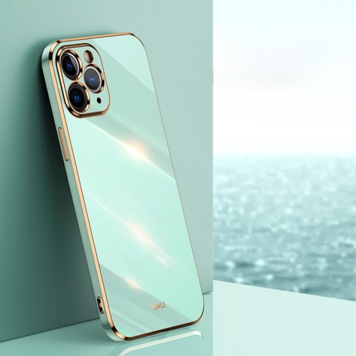 

For iPhone 11 Pro XINLI Straight 6D Plating Gold Edge TPU Shockproof Case (Mint Green)