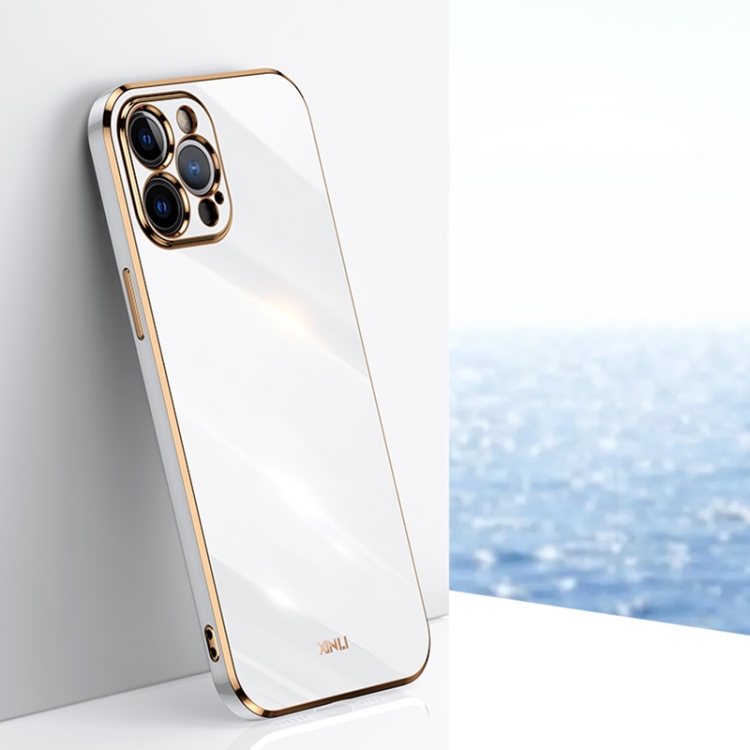 

For iPhone 12 Pro XINLI Straight 6D Plating Gold Edge TPU Shockproof Case(White)