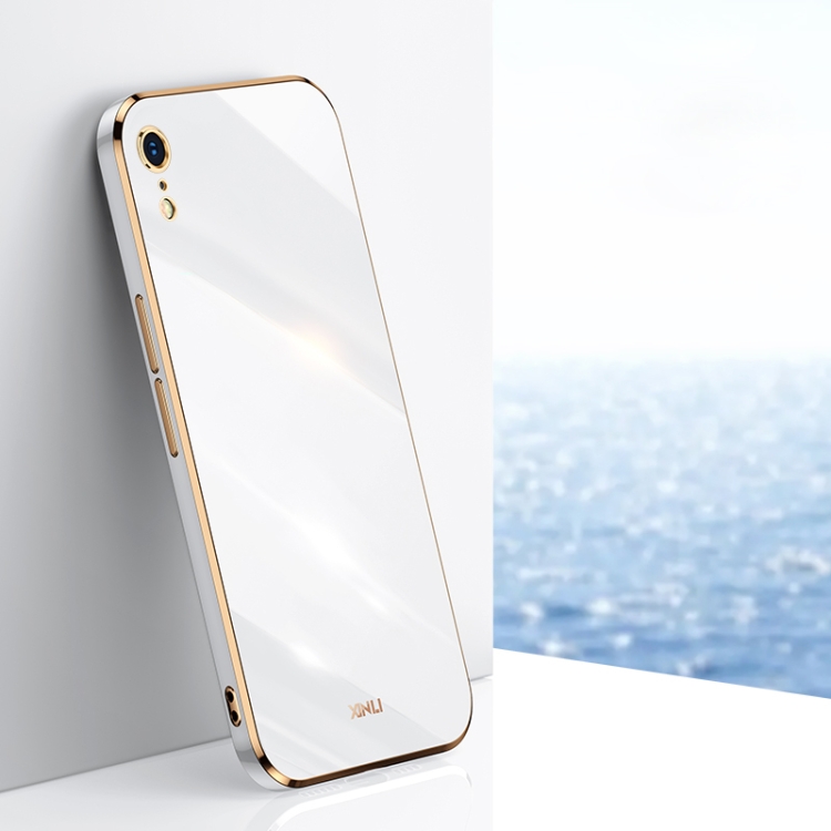 

XINLI Straight 6D Plating Gold Edge TPU Shockproof Case For iPhone XR(White)