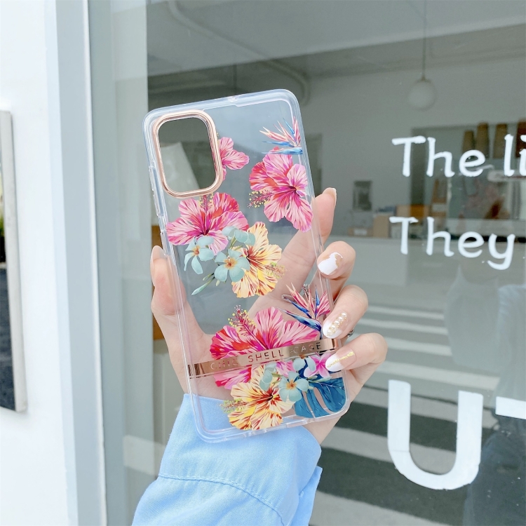 

For Samsung Galaxy S20 High Translucent Electroplating Flower Pattern TPU + PC Shockproof Case(Hibiscus)