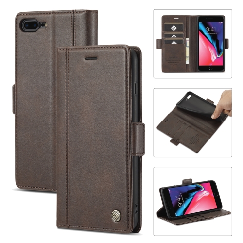 

LC.IMEEKE Magnetic Buckle PU + TPU Horizontal Flip Leather Case with Holder & Card Slots & Wallet For iPhone 8 Plus & 7 Plus(Coffee)