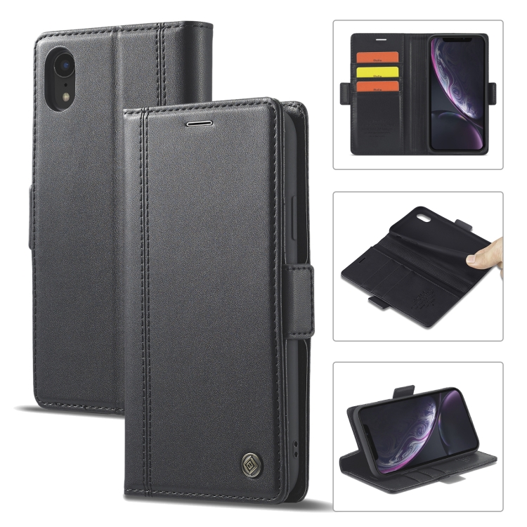 

LC.IMEEKE Magnetic Buckle PU + TPU Horizontal Flip Leather Case with Holder & Card Slots & Wallet For iPhone XR(Black)