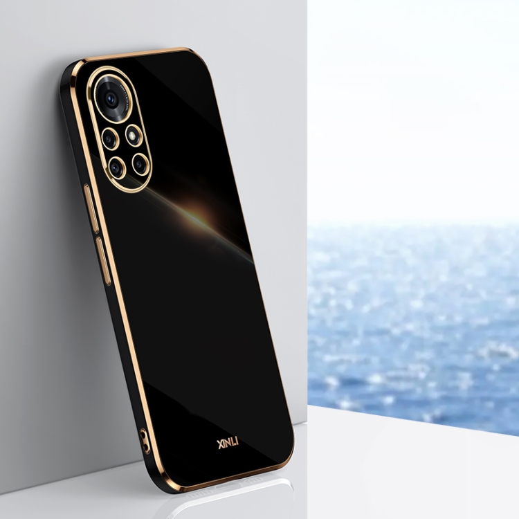 

For Huawei nova 8 5G XINLI Straight 6D Plating Gold Edge TPU Shockproof Case(Black)