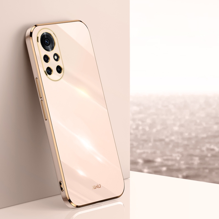 

For Huawei nova 8 5G XINLI Straight 6D Plating Gold Edge TPU Shockproof Case(Pink)