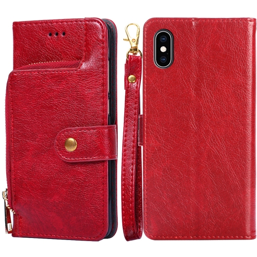 Per iPhone X / XS Borsa con cerniera Custodia in pelle PU + TPU orizzontale  con supporto