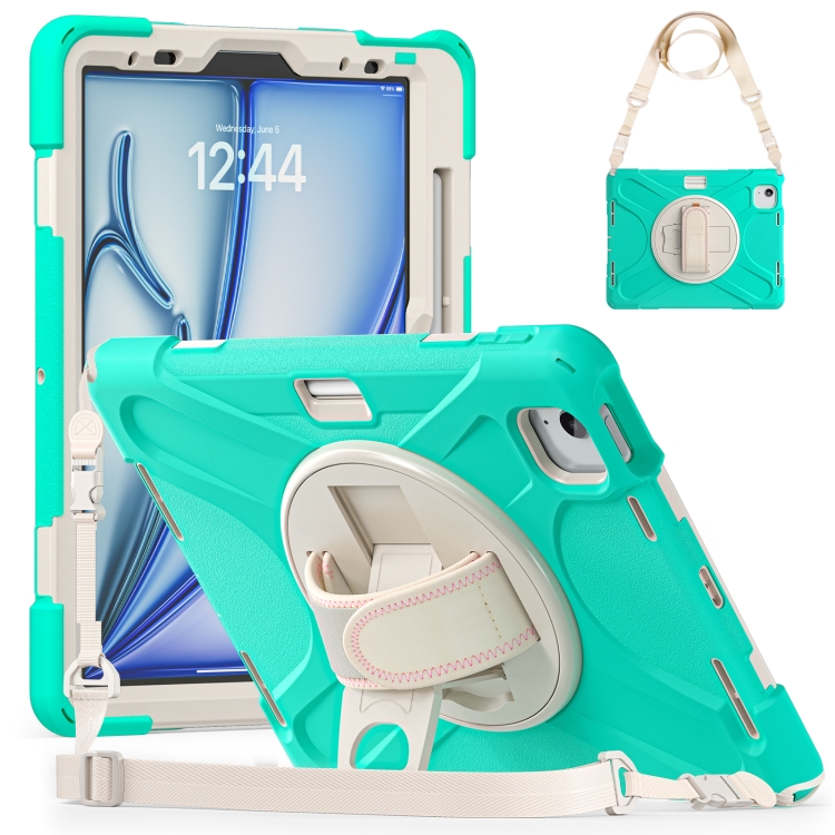 

Silicone + PC Protective Tablet Case with Holder & Shoulder Strap For iPad Pro 11 2021 / 2020 / 2018(Mint Green)