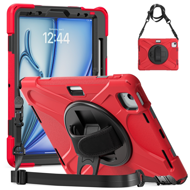 

Silicone + PC Protective Tablet Case with Holder & Shoulder Strap For iPad Pro 11 2021 / 2020 / 2018(Red)