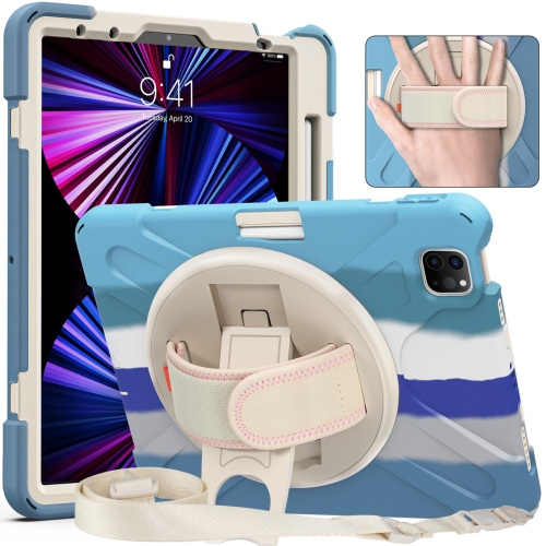 

Silicone + PC Protective Tablet Case with Holder & Shoulder Strap For iPad Pro 11 2021 / 2020 / 2018(Colorful Blue)