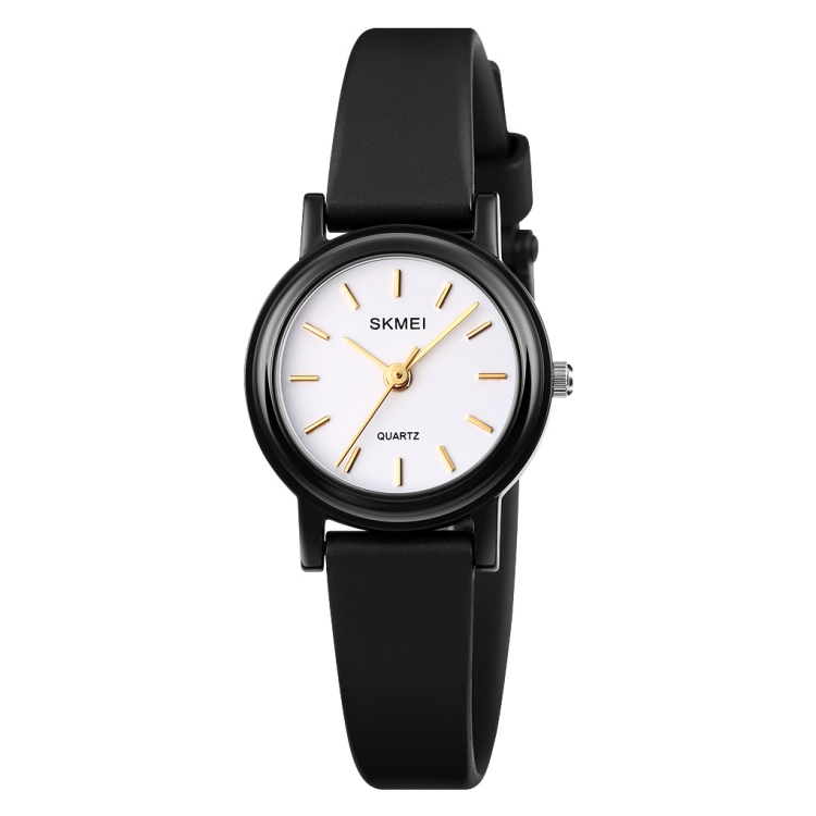 

SKMEI 1659 Thin PU Leather Strap Small Dial Quartz Watch for Ladies(Black Shell Strip Nails Type)