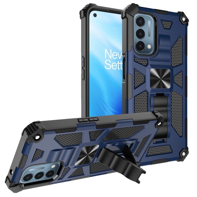 

For OPPO A54 4G / A55 5G Shockproof TPU + PC Magnetic Protective Case with Holder(Blue)