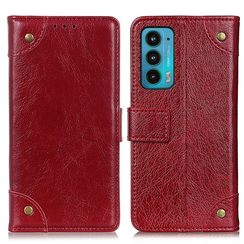 

For Motorola Edge 20 Copper Buckle Nappa Texture Horizontal Flip Leather Case with Holder & Card Slots & Wallet(Wine Red)