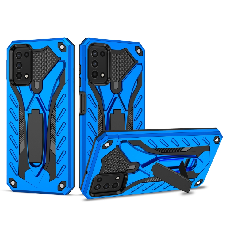 

For Samsung Galaxy A03s 164mm Shockproof TPU + PC Protective Case with Holder(Blue)