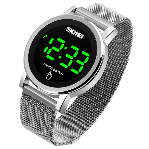 

SKMEI 1668 Round Dial LED Digital Display Electronic Watch with Touch Luminous Button(Silver)
