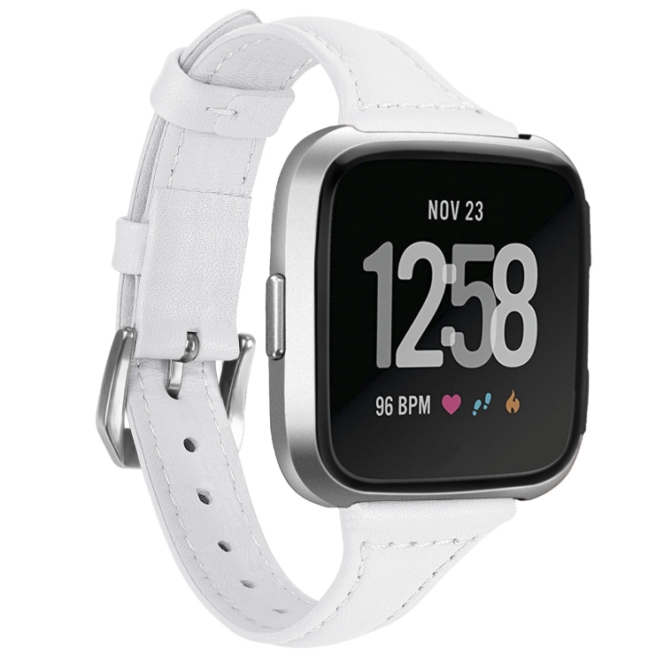 

For Fitbit Versa 2 Smart Watch Leather Watch Band, Shrink Version(White)