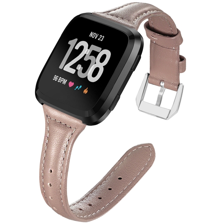 

For Fitbit Versa 2 Smart Watch Leather Watch Band, Shrink Version(Brown)