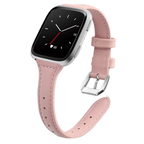 

For Fitbit Versa 2 Smart Watch Leather Watch Band, Shrink Version(Rose Pink)