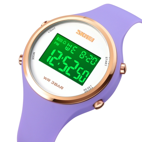

SKMEI 1720 Round Dial LED Digital Display Luminous Silicone Strap Electronic Watch(Purple)