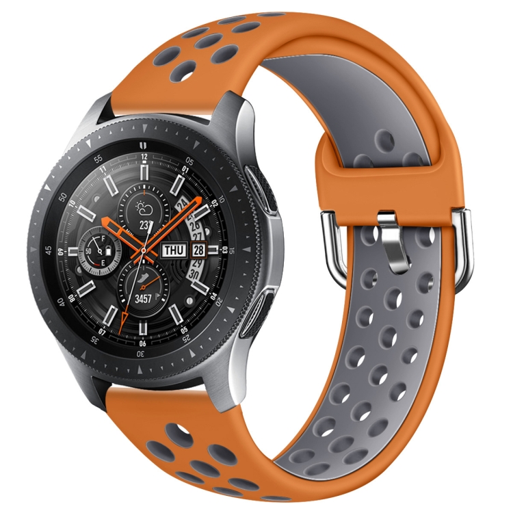 

For Galaxy Watch 46 / S3 / Huawei Watch GT 1 / 2 22mm Smart Watch Silicone Double Color Watch Band, Size:L(Orange Grey)