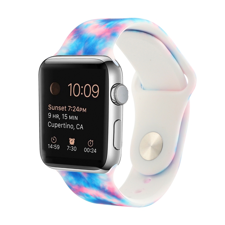 

Silicone Painted Pattern Watch Band For Apple Watch Series 7 45mm / 6 & SE & 5 & 4 44mm / 3 & 2 & 1 42mm(J)