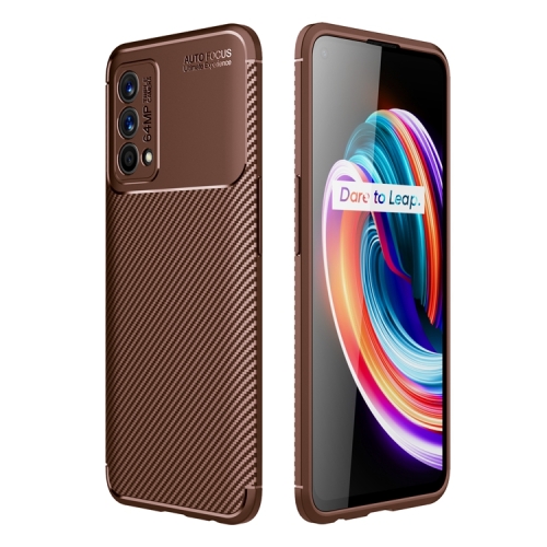 

For OPPO Realme Q3 Pro 5G Carnival Version Carbon Fiber Texture Shockproof TPU Case(Brown)
