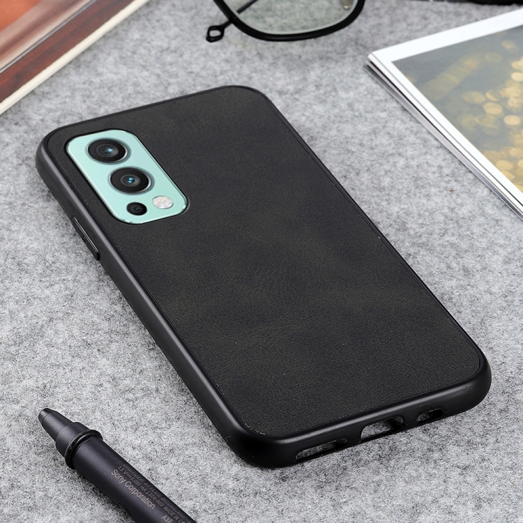 

For OnePlus Nord 2 5G Two-color Cowhide Texture PU Shockproof Protective Case(Black)